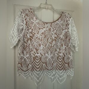 Express - Cream Lace Overlay Top / Size Large /NWT